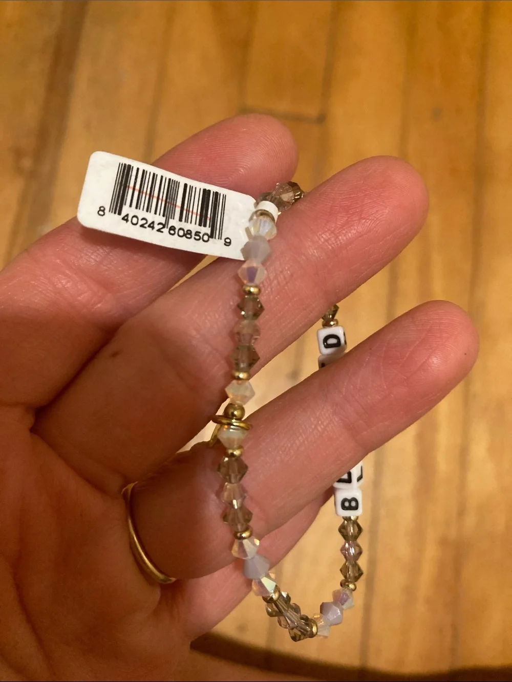 BLESSED Bead Stretch Bracelet — White and Gold Accent